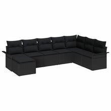 Tuin Sofa Set met kussen met opslag 8 pcs Zwart Poly riet