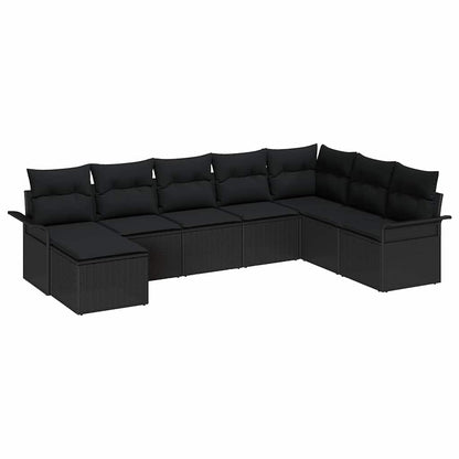 Tuin Sofa Set met kussen met opslag 8 pcs Zwart Poly riet