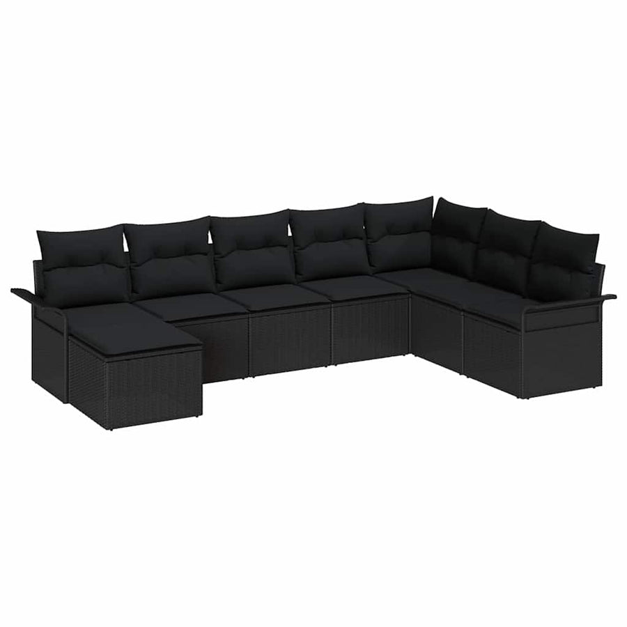 Tuin Sofa Set met kussen met opslag 8 pcs Zwart Poly riet