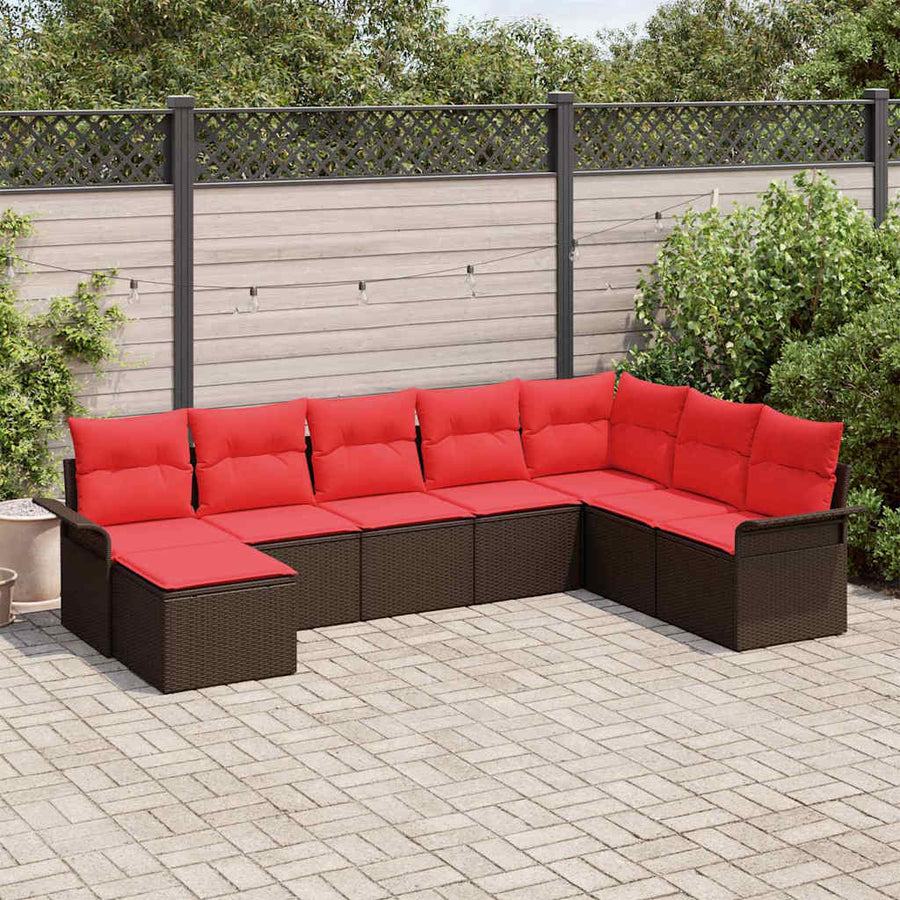 Tuin Sofa Set met kussen met opslag 8 pcs Beige Poly riet