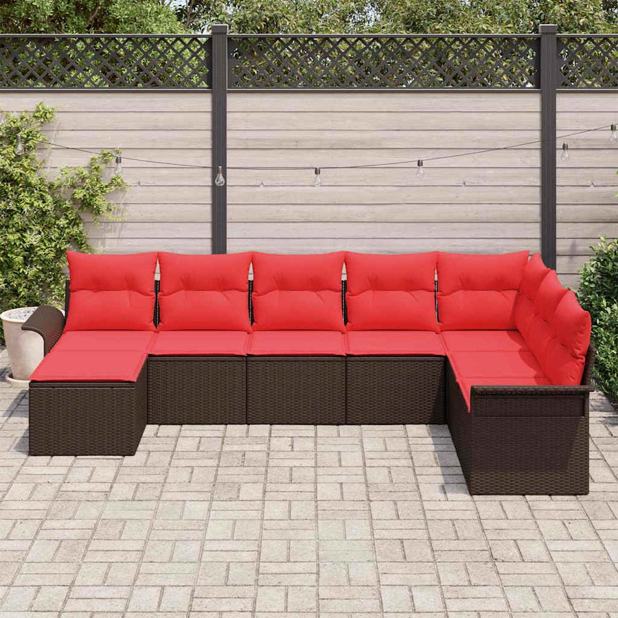 Tuin Sofa Set met kussen met opslag 8 pcs Beige Poly riet