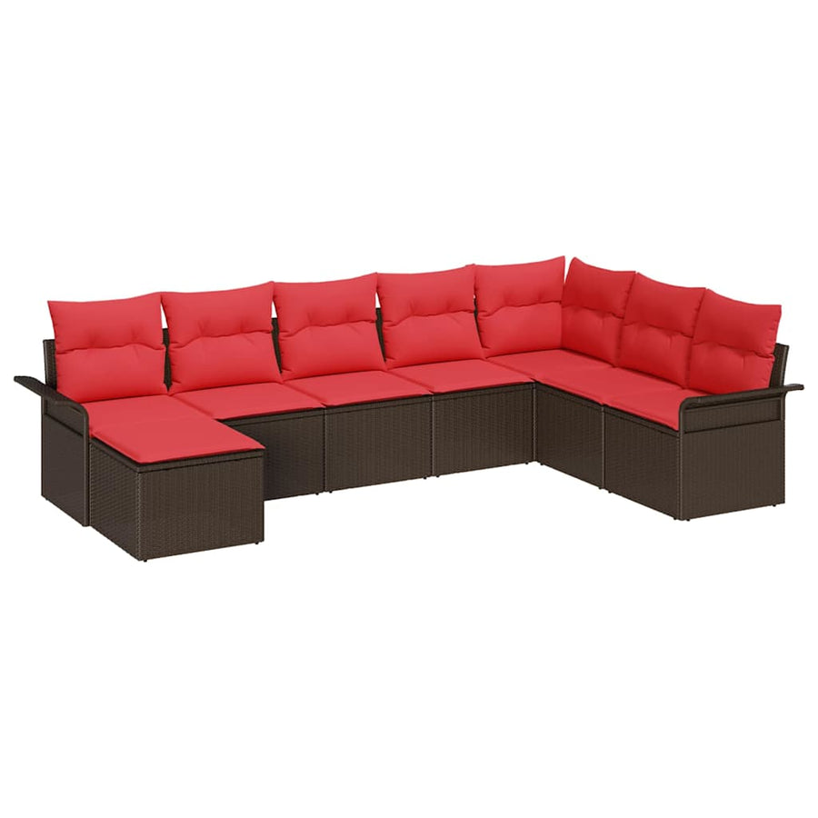 Tuin Sofa Set met kussen met opslag 8 pcs Beige Poly riet
