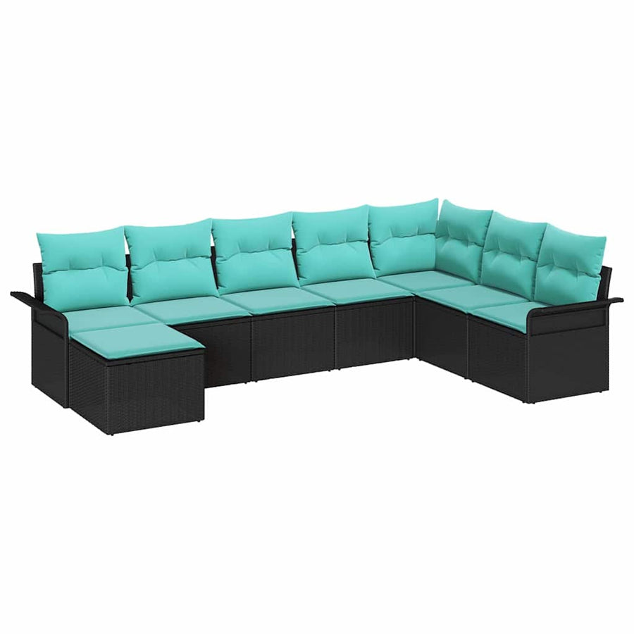 Tuin Sofa Set met kussen met opslag 8 pcs Zwart Poly riet