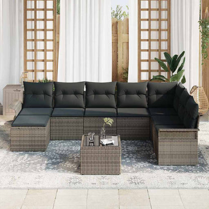 Tuin Sofa Set met kussen met opslag 9 pcs Zwart Poly riet