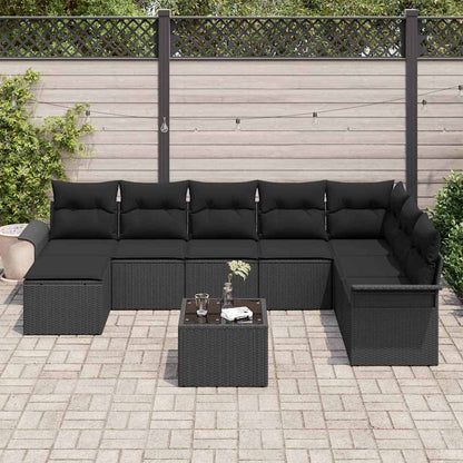 Tuin Sofa Set met kussen met opslag 9 pcs Beige Poly riet