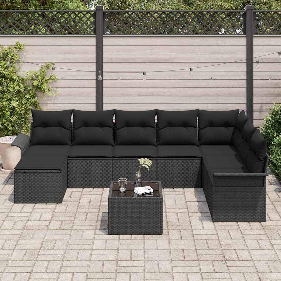 Tuin Sofa Set met kussen met opslag 9 pcs Beige Poly riet