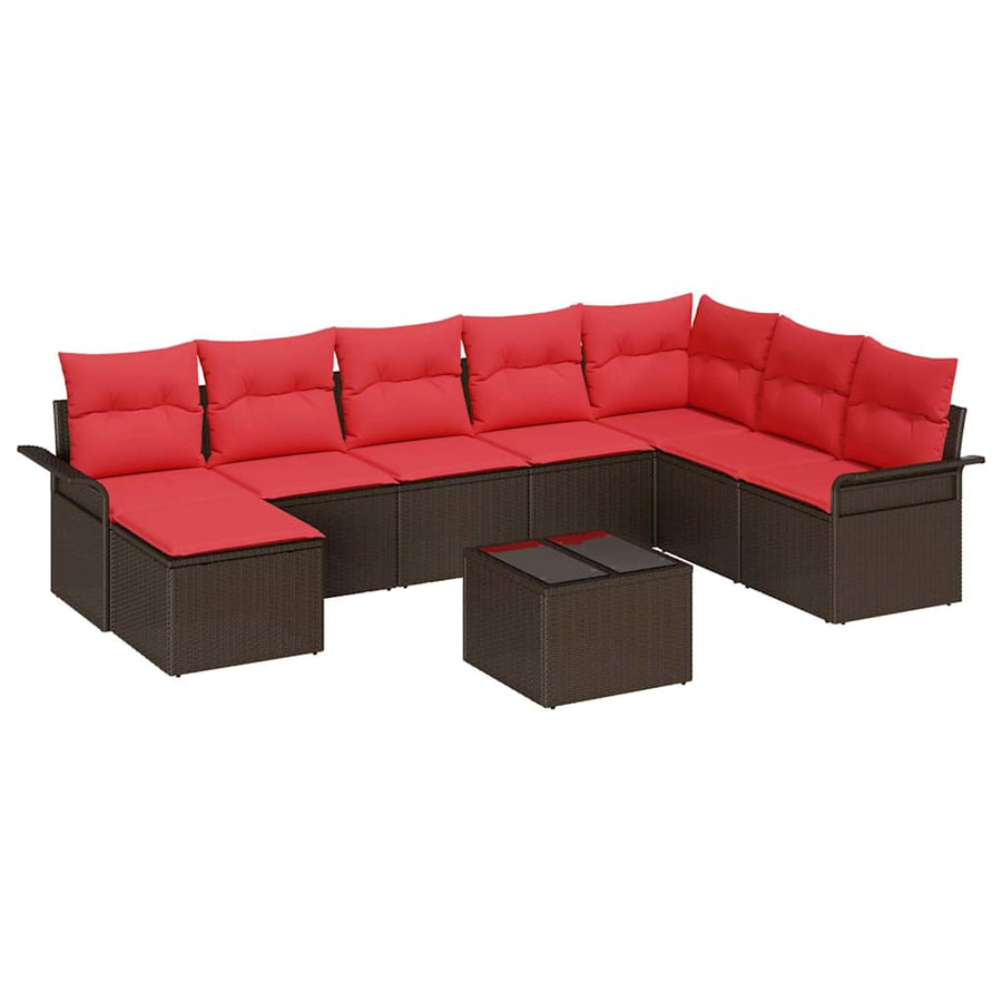 Tuin Sofa Set met kussen met opslag 9 pcs Bruin Poly riet