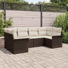 Garden Sofa Set with Cushion and Storage 6 pcs Brown Poly Rattan