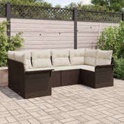 Tuin loungeset 6 personen poly riet bruin