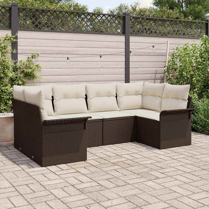 Tuin Sofa Set met kussen met opslag 6 pcs Bruin Poly riet