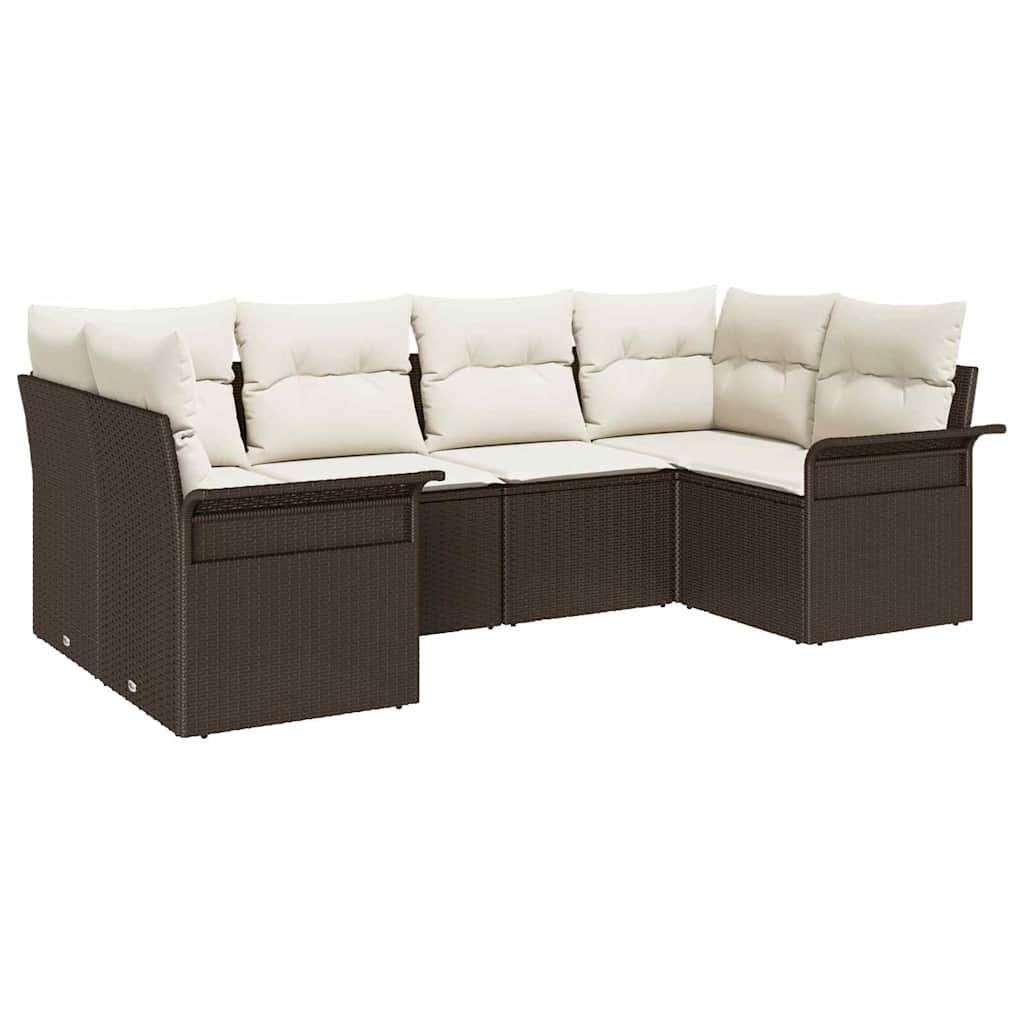 Tuin Sofa Set met kussen met opslag 6 pcs Bruin Poly riet