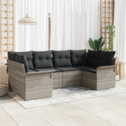 Garden Sofa Set with Cushion and Storage 6 pcs Light Gray Poly Rattan