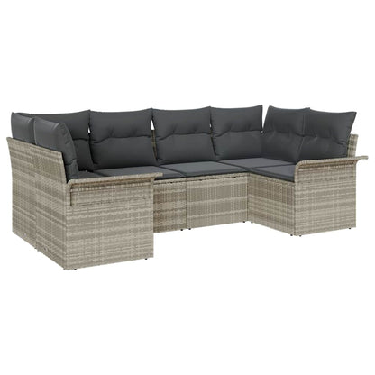 Tuin Sofa Set met kussen met opslag 6 pcs Lichtgrijs Poly riet