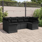 Garden Sofa Set with cushions with storage 6 pcs Black Poly Rattan