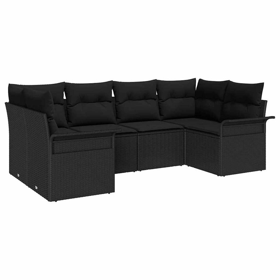 Tuin Sofa Set met kussen met opslag 6 pcs Zwart Poly riet