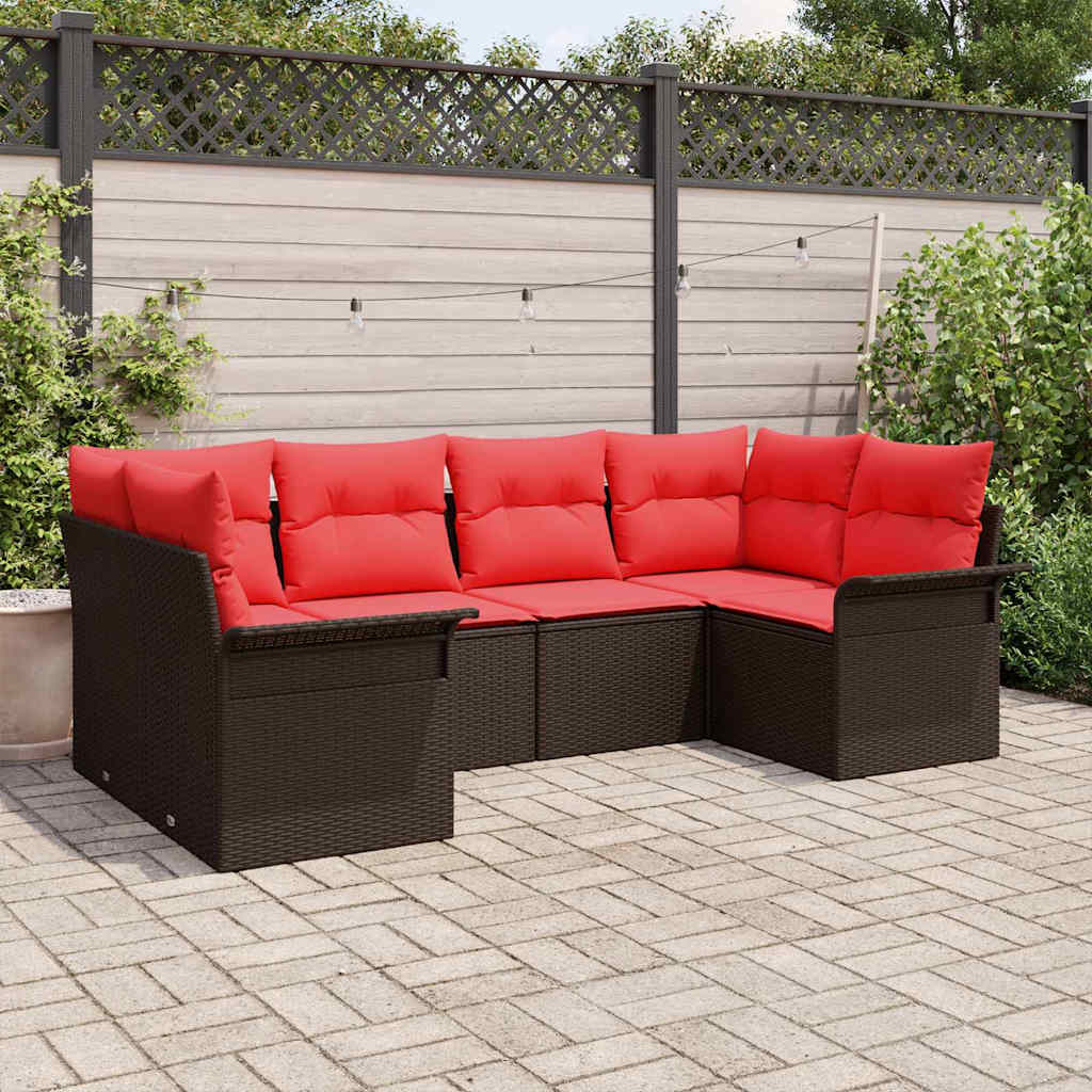 Tuin Sofa Set met opslag 6 pcs Bruin Poly riet