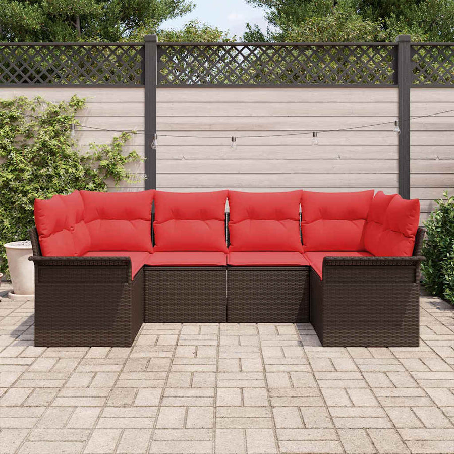 Tuin Sofa Set met opslag 6 pcs Bruin Poly riet