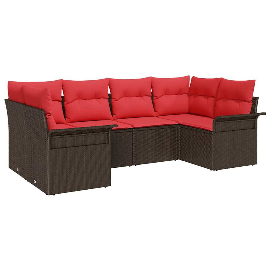 Tuin Sofa Set met opslag 6 pcs Bruin Poly riet