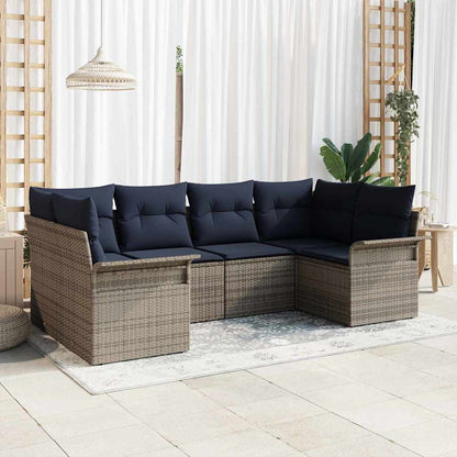 Tuin Sofa Set met opslag 6 pcs Grijs Poly riet