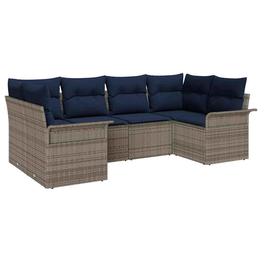 Tuin Sofa Set met opslag 6 pcs Grijs Poly riet