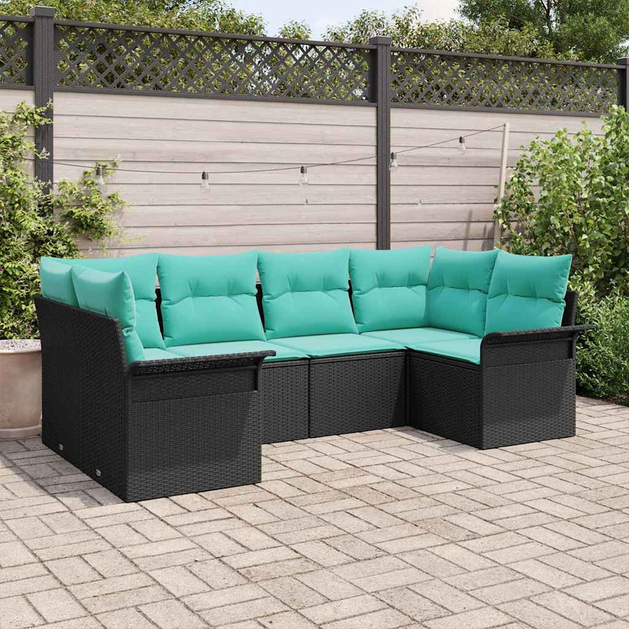 Tuin Sofa Set met opslag 6 pcs Zwart Poly riet