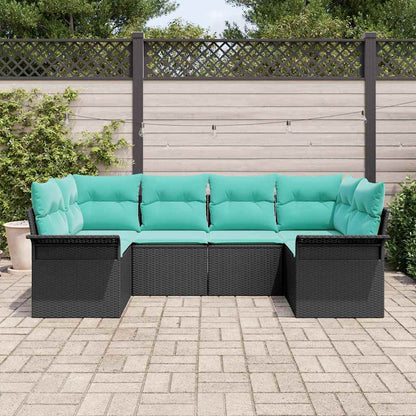 Tuin Sofa Set met opslag 6 pcs Zwart Poly riet