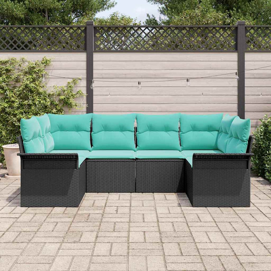 Tuin Sofa Set met opslag 6 pcs Zwart Poly riet