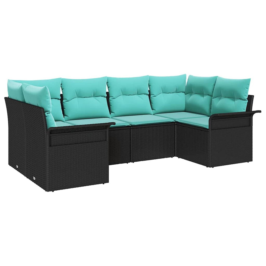 Tuin Sofa Set met opslag 6 pcs Zwart Poly riet