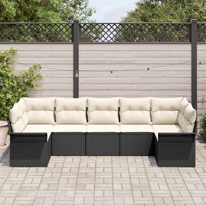 Tuin Sofa Set met kussen met opslag 7 pcs Zwart Poly riet