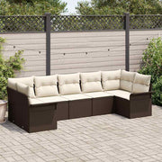 Tuinbankset poly riet bruin 7 personen