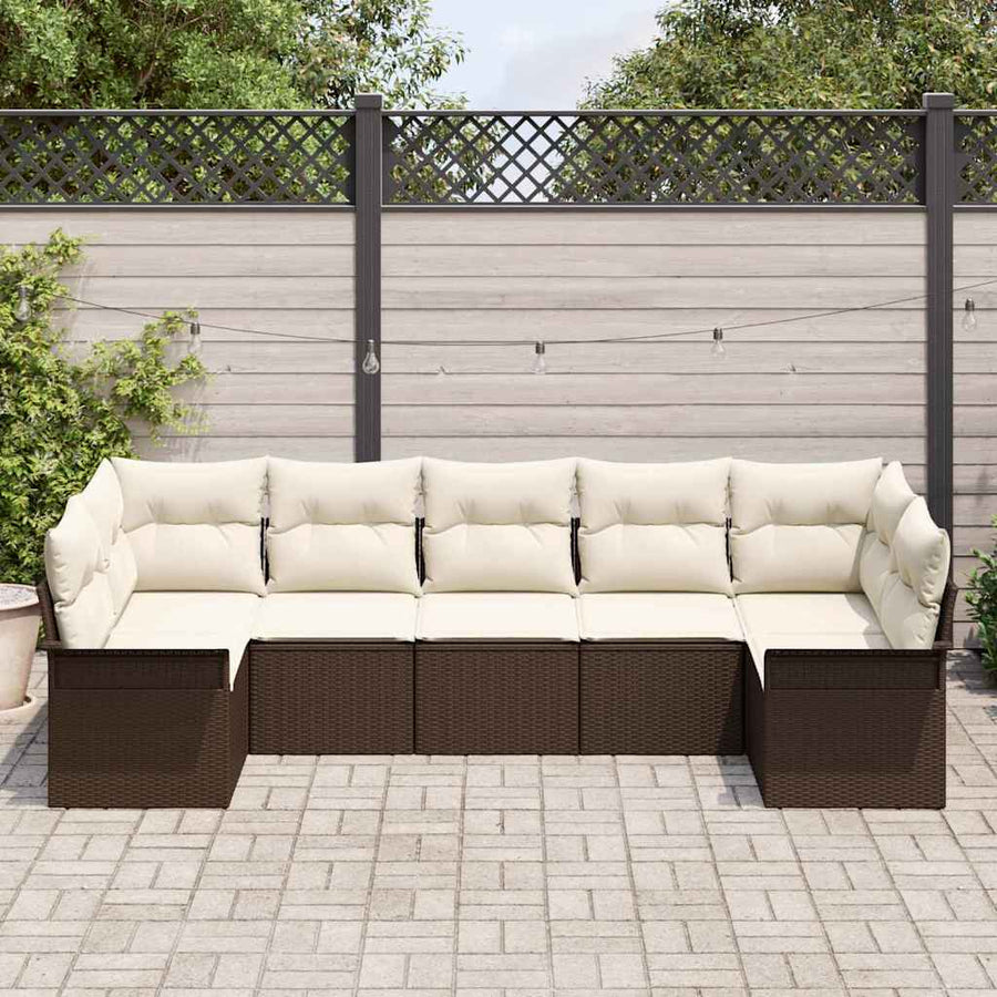 Tuin Sofa Set met kussen met opslag 7 pcs Bruin Poly riet