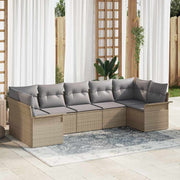 Tuinset poly rotan 7-delig beige 232x132,5x85 cm