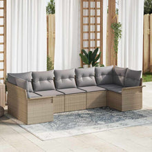 Tuin Sofa Set met kussen met opslag 7 pcs Beige Poly riet