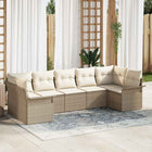 Garden Sofa Set with Cushion and Storage 7 pcs Beige Poly Rattan