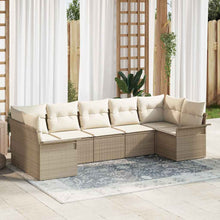 Tuin Sofa Set met kussen met opslag 7 pcs Beige Poly riet