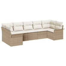 Tuin Sofa Set met kussen met opslag 7 pcs Beige Poly riet