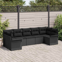 Tuin Sofa Set met kussen met opslag 7 pcs Zwart Poly riet