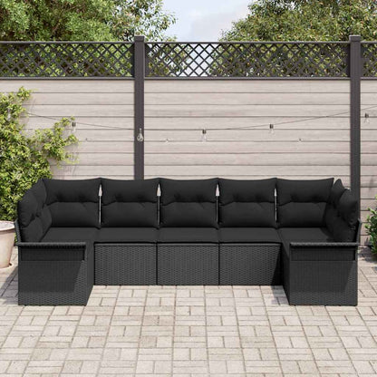 Tuin Sofa Set met kussen met opslag 7 pcs Zwart Poly riet