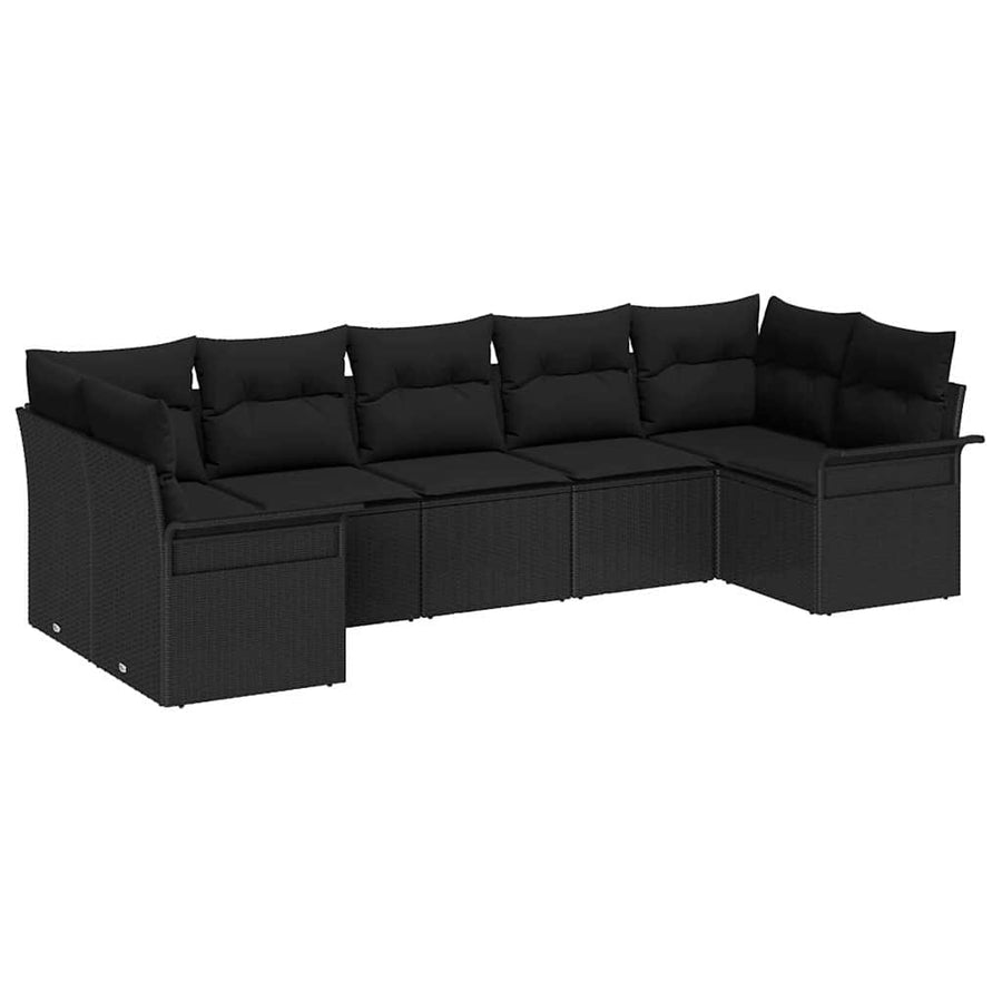 Tuin Sofa Set met kussen met opslag 7 pcs Zwart Poly riet
