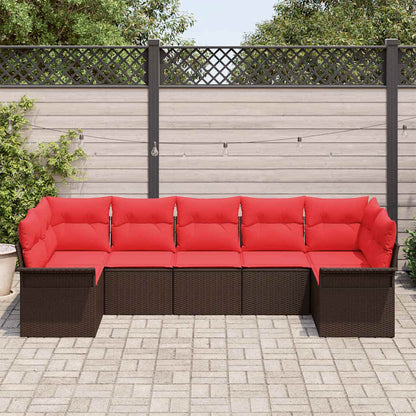 Tuin Sofa Set met opslag 7 pcs Bruin Poly riet