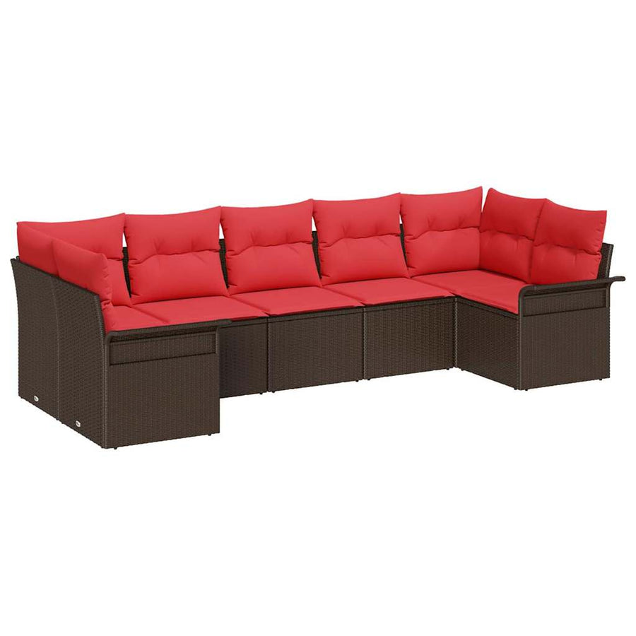 Tuin Sofa Set met opslag 7 pcs Bruin Poly riet