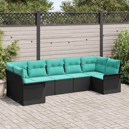 Tuin Sofa Set met opslag 7 pcs Zwart Poly riet