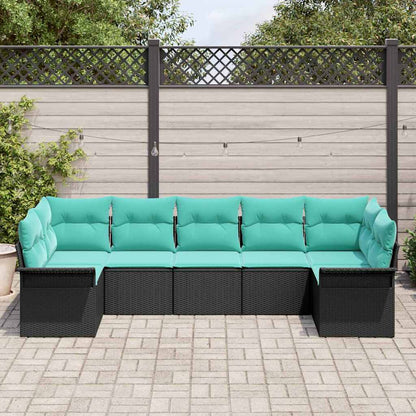 Tuin Sofa Set met opslag 7 pcs Zwart Poly riet