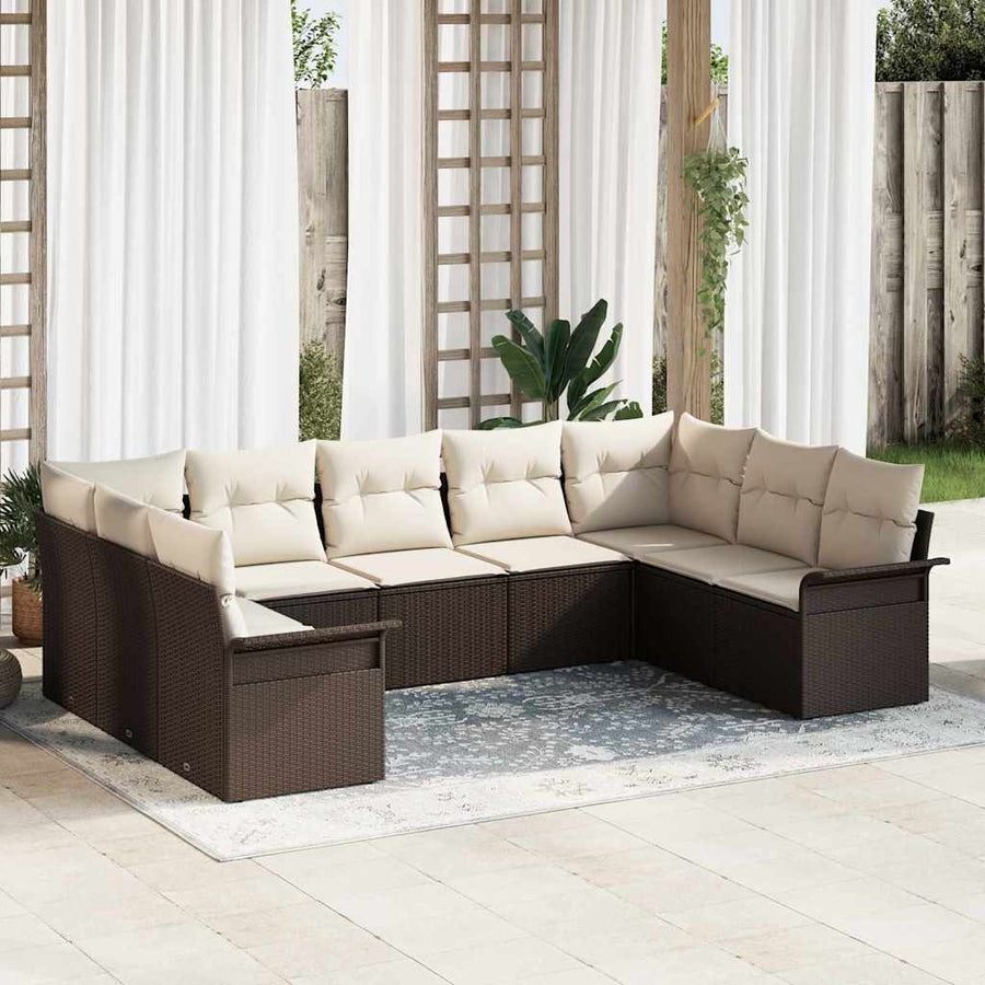 Tuin Sofa Set met opslag 9 pcs Bruin poly rattan