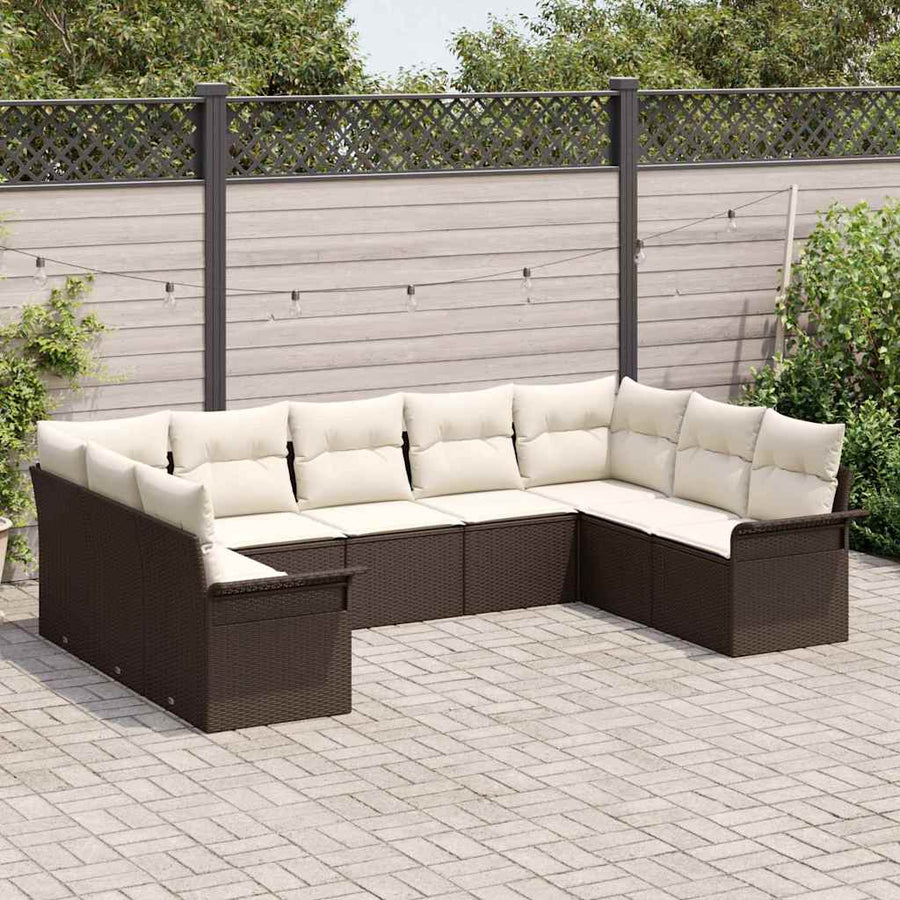 Tuin Sofa Set met opslag 9 pcs Bruin poly rattan