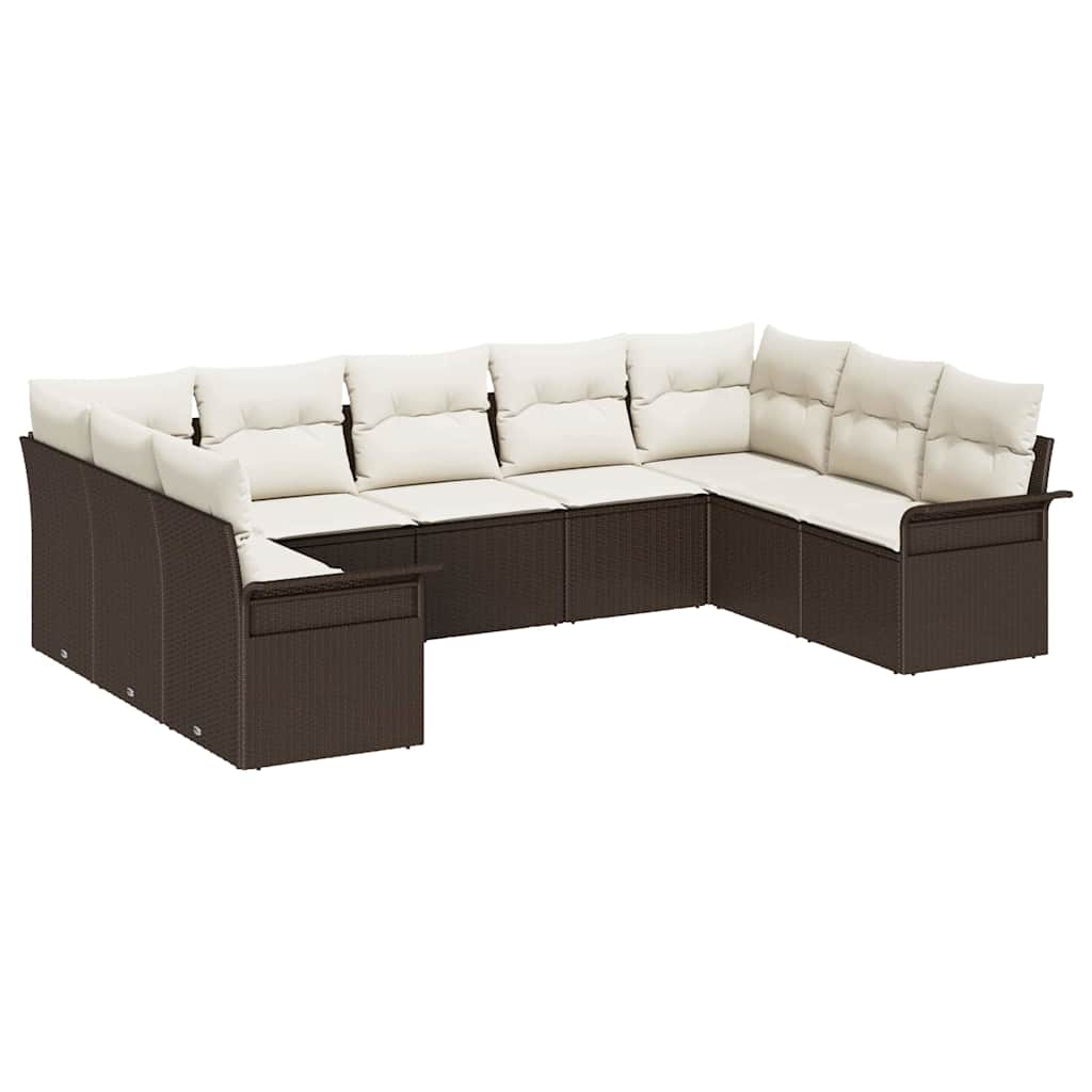 Tuin Sofa Set met opslag 9 pcs Bruin poly rattan