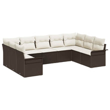 Tuin Sofa Set met opslag 9 pcs Bruin poly rattan