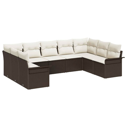 Tuin Sofa Set met opslag 9 pcs Bruin poly rattan