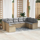 Garden Sofa Set with Storage 9 pcs Beige poly rattan