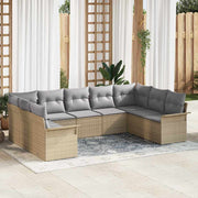 Tuinset poly rattan 9-delig beige met opslag
